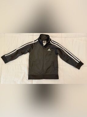 Adidas Grey Track Jacket with White Stripes